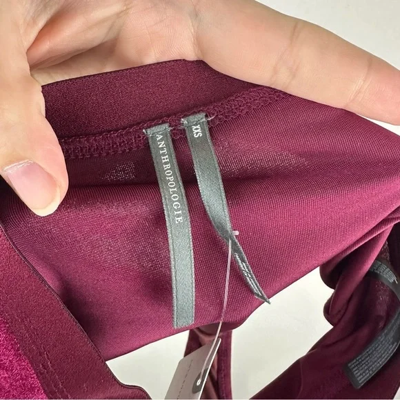 NEW Anthropologie Dark Red Velvet Triangle Bra and Brief Set Size XXS - Picture 8 of 11